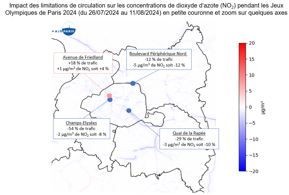 Carte évolution concentrations NO2 JOP 2024